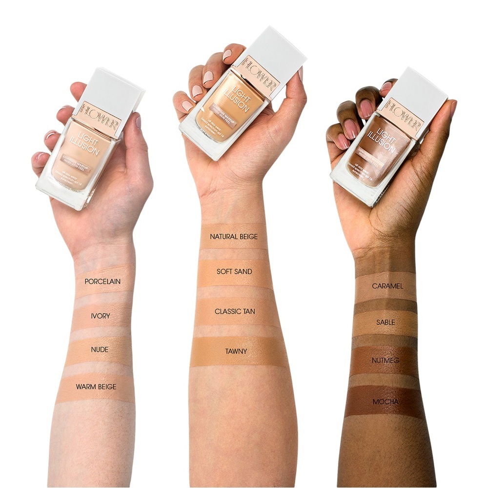 FLOWER Beauty Light Illusion Liquid Foundation SPF‎ 18 - Nutmeg D2 - New Sealed - Picture 4 of 6